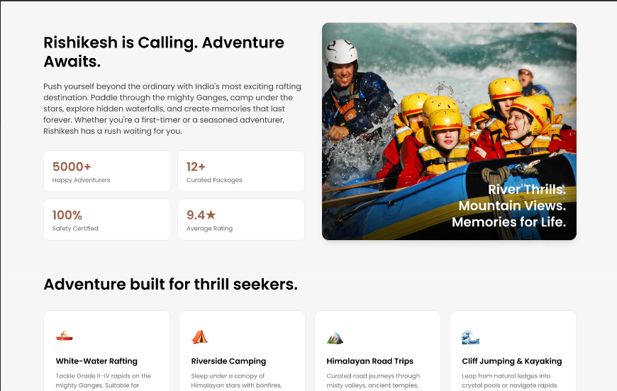 RiverRush - Rafting Website landing page  3