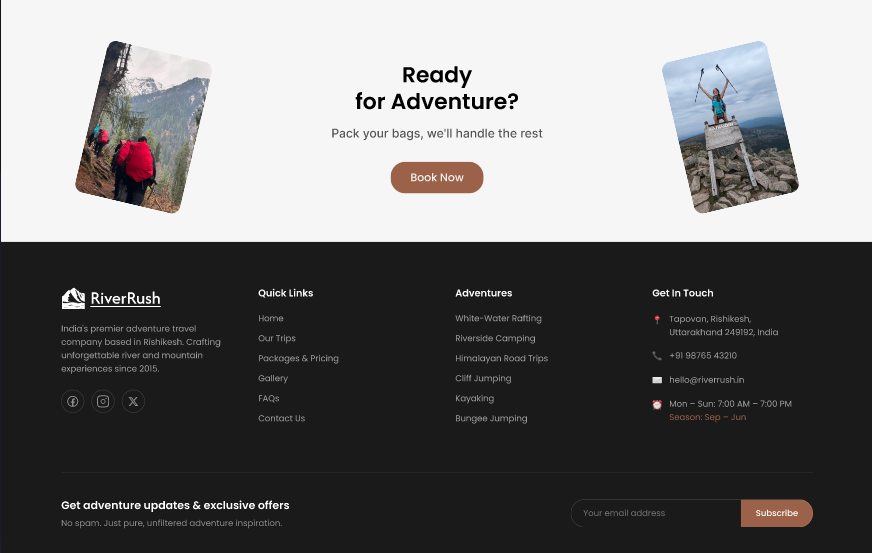 RiverRush - Rafting Website landing page  4