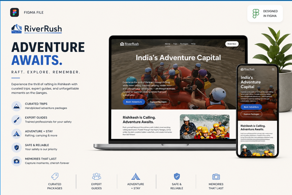 RiverRush - Rafting Website landing page